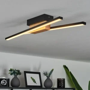 hofstein Plafonnier Meiral LED Bois clair, Noir, 2 lumières* Lampes Modernes