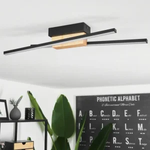 hofstein Plafonnier Meiral LED Bois clair, Noir, 2 lumières* Lampes Modernes