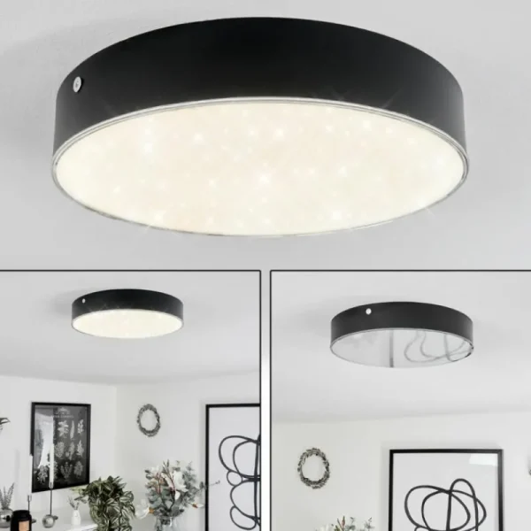 hofstein Plafonnier Mentque LED Noir, 1 lumière* Lampes Modernes