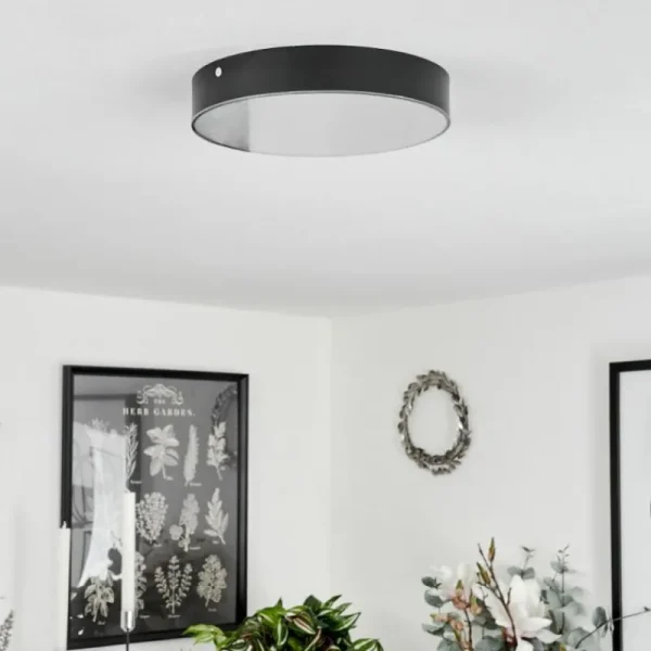 hofstein Plafonnier Mentque LED Noir, 1 lumière* Lampes Modernes