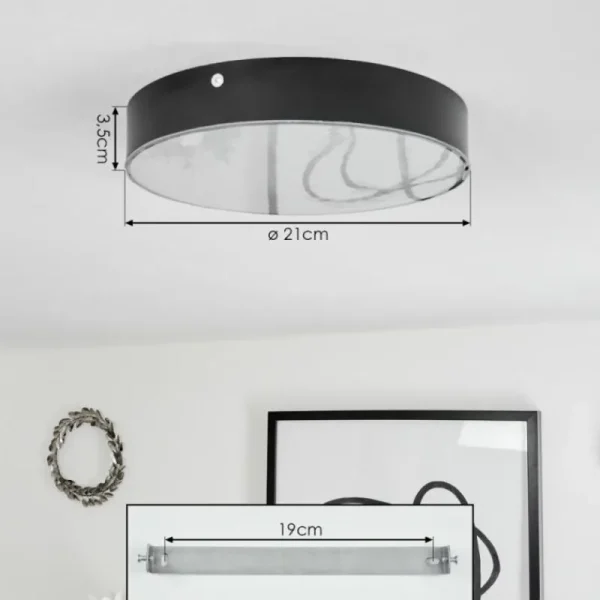 hofstein Plafonnier Mentque LED Noir, 1 lumière* Lampes Modernes