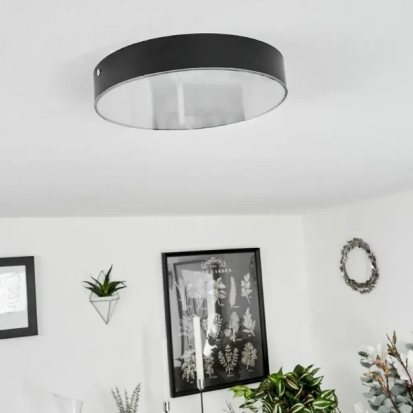 hofstein Plafonnier Mentque LED Noir, 1 lumière* Lampes Modernes