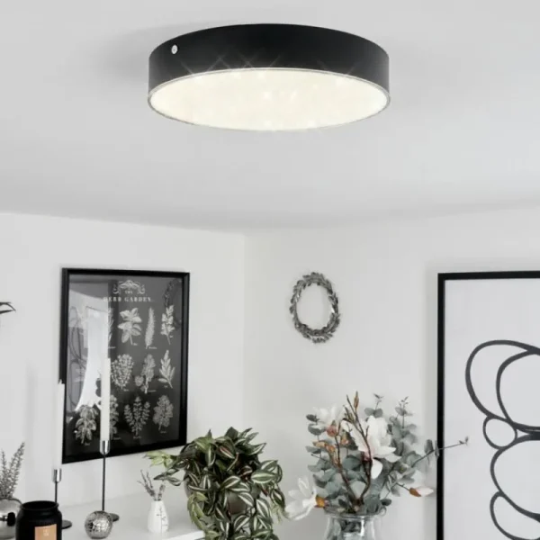 hofstein Plafonnier Mentque LED Noir, 1 lumière* Lampes Modernes