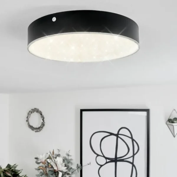 hofstein Plafonnier Mentque LED Noir, 1 lumière* Lampes Modernes