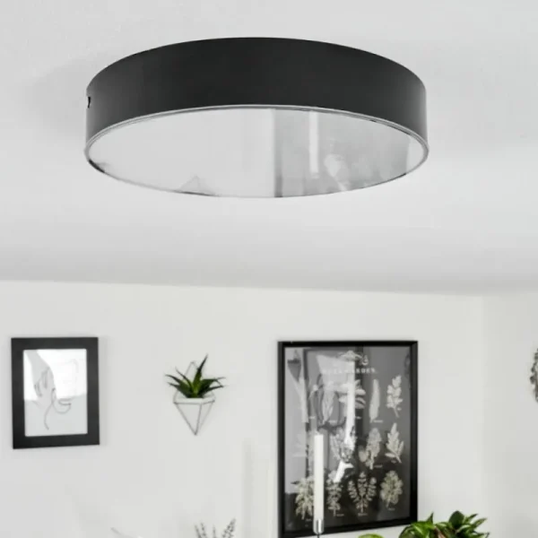 hofstein Plafonnier Mentque LED Noir, 1 lumière* Lampes Modernes