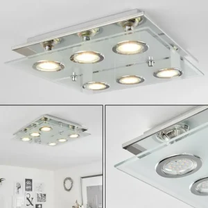 hofstein Plafonnier Mirandol LED Chrome, 6 lumières* Lampes En Verre