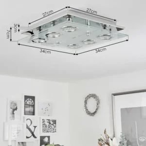 hofstein Plafonnier Mirandol LED Chrome, 6 lumières* Lampes En Verre