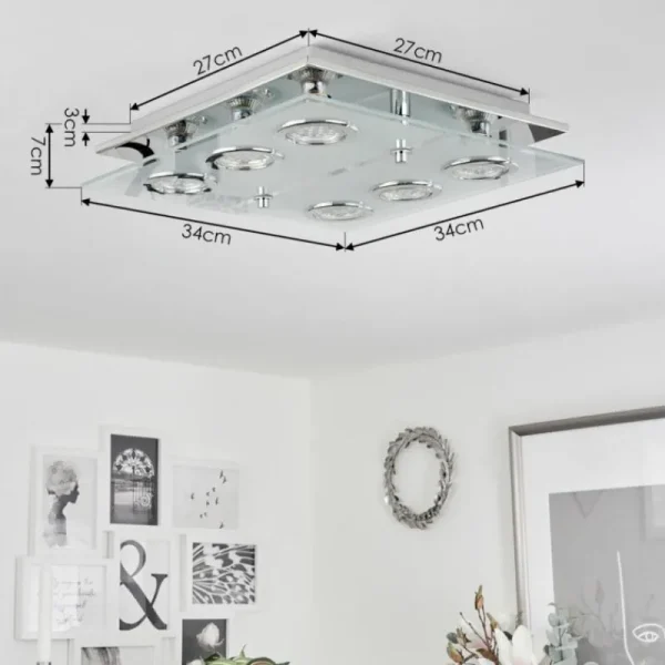 hofstein Plafonnier Mirandol LED Chrome, 6 lumières* Lampes En Verre