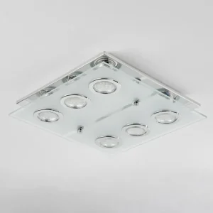 hofstein Plafonnier Mirandol LED Chrome, 6 lumières* Lampes En Verre