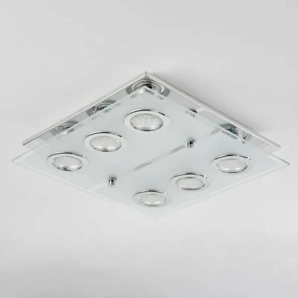 hofstein Plafonnier Mirandol LED Chrome, 6 lumières* Lampes En Verre