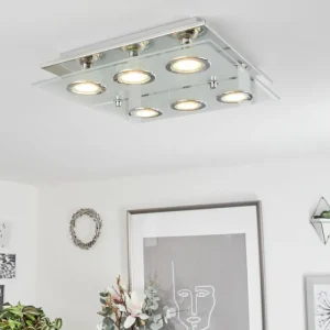 hofstein Plafonnier Mirandol LED Chrome, 6 lumières* Lampes En Verre