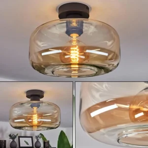 hofstein Plafonnier Pedreles Ambre, 1 lumière* Lampes En Verre