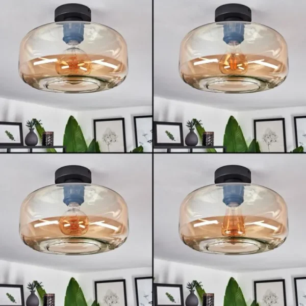 hofstein Plafonnier Pedreles Ambre, 1 lumière* Lampes En Verre