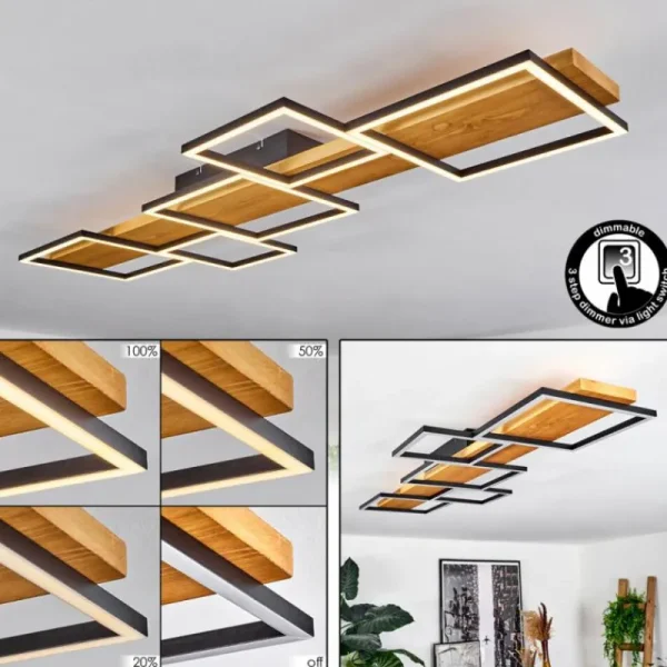hofstein Plafonnier Pompu LED Écru, Noir, 1 lumière* Lampes Modernes