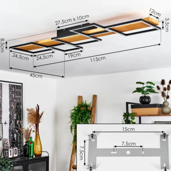 hofstein Plafonnier Pompu LED Écru, Noir, 1 lumière* Lampes Modernes