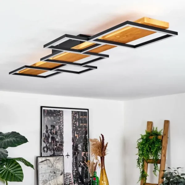 hofstein Plafonnier Pompu LED Écru, Noir, 1 lumière* Lampes Modernes