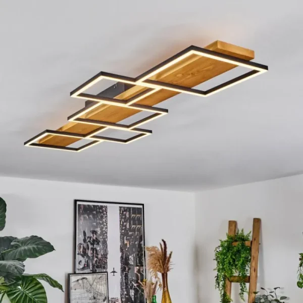 hofstein Plafonnier Pompu LED Écru, Noir, 1 lumière* Lampes Modernes