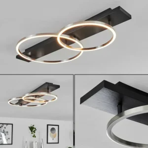 hofstein Plafonnier Pompu LED Noir, 2 lumières* Lampes Modernes