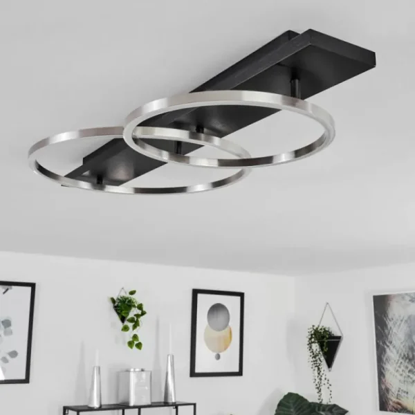 hofstein Plafonnier Pompu LED Noir, 2 lumières* Lampes Modernes