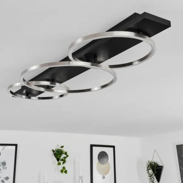 hofstein Plafonnier Pompu LED Noir, 3 lumières* Lampes Modernes