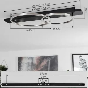 hofstein Plafonnier Pompu LED Noir, 2 lumières* Lampes Modernes