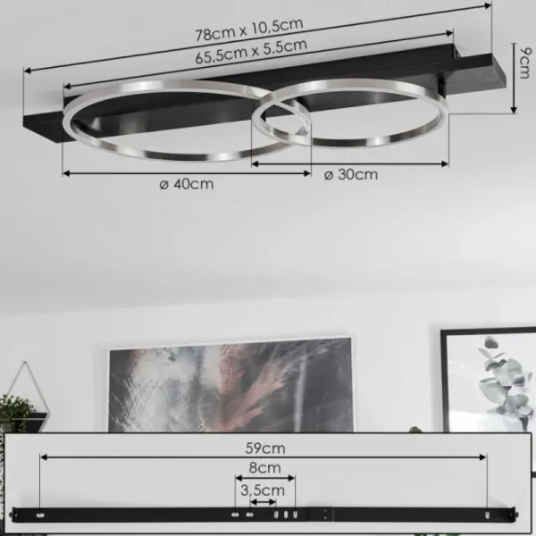hofstein Plafonnier Pompu LED Noir, 2 lumières* Lampes Modernes