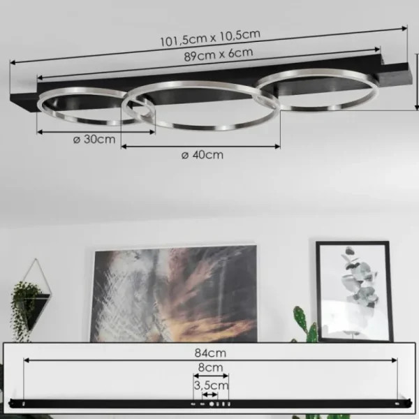 hofstein Plafonnier Pompu LED Noir, 3 lumières* Lampes Modernes