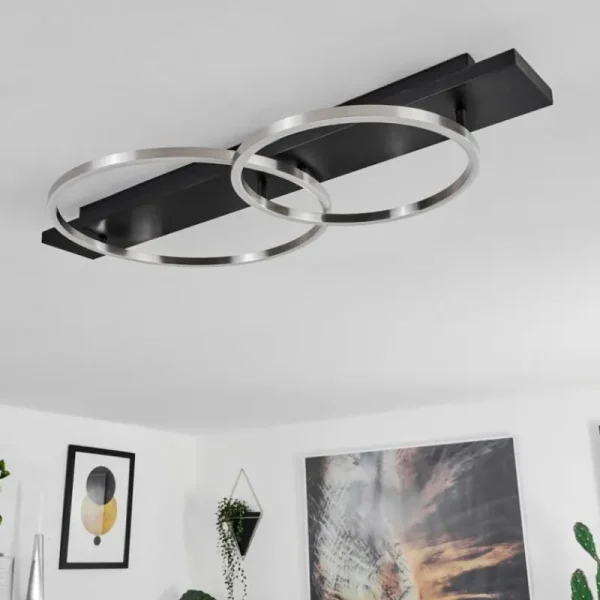 hofstein Plafonnier Pompu LED Noir, 2 lumières* Lampes Modernes