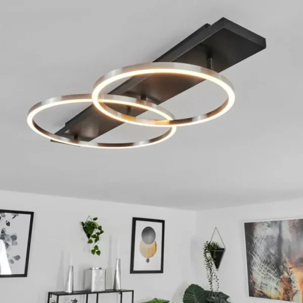 hofstein Plafonnier Pompu LED Noir, 2 lumières* Lampes Modernes