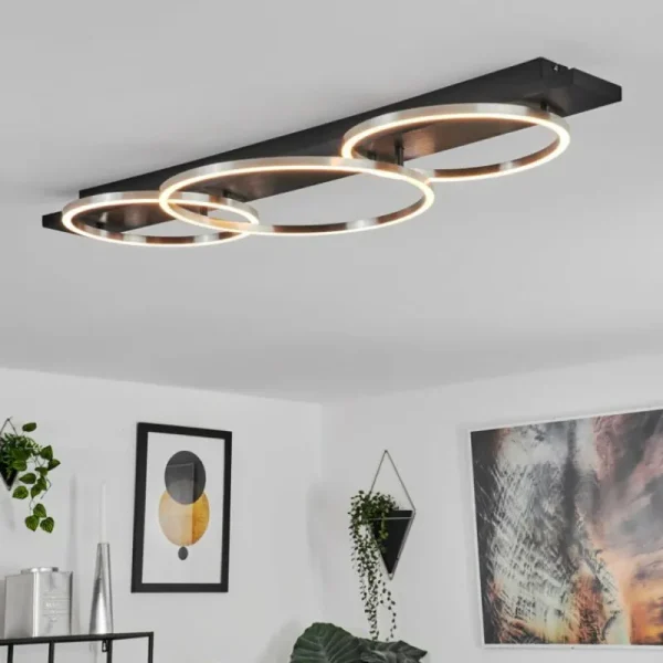 hofstein Plafonnier Pompu LED Noir, 3 lumières* Lampes Modernes