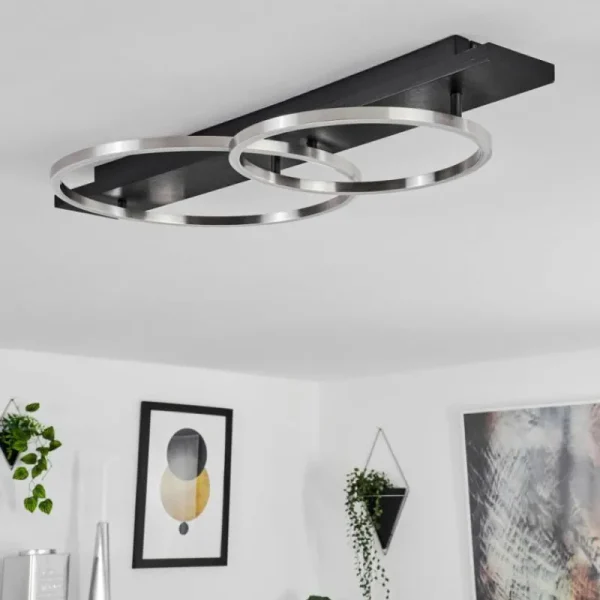 hofstein Plafonnier Pompu LED Noir, 2 lumières* Lampes Modernes