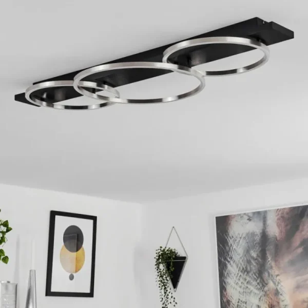 hofstein Plafonnier Pompu LED Noir, 3 lumières* Lampes Modernes