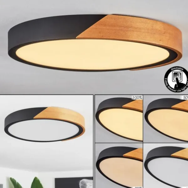 hofstein Plafonnier Pontchardon LED Brun, Noir, 1 lumière* Lampes Modernes