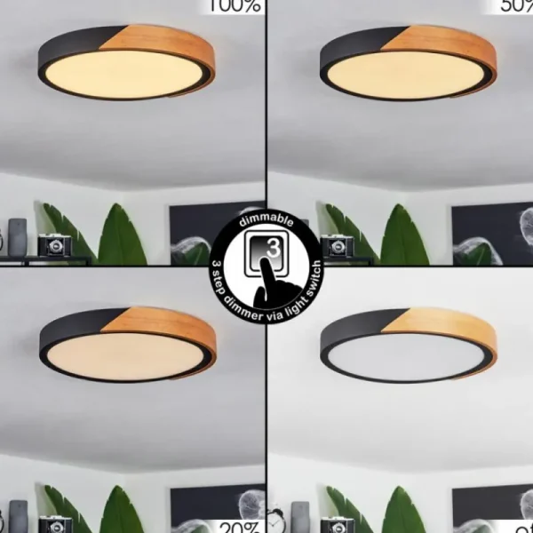 hofstein Plafonnier Pontchardon LED Brun, Noir, 1 lumière* Lampes Modernes