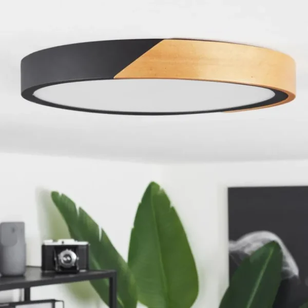 hofstein Plafonnier Pontchardon LED Brun, Noir, 1 lumière* Lampes Modernes