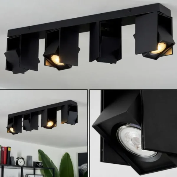 hofstein Plafonnier Prassinet Noir, 4 lumières* Lampes Modernes