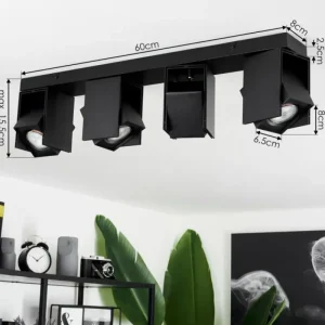 hofstein Plafonnier Prassinet Noir, 4 lumières* Lampes Modernes