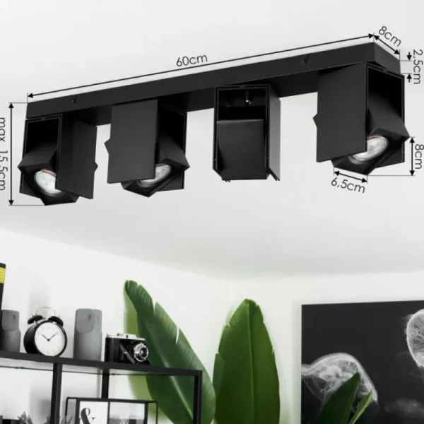 hofstein Plafonnier Prassinet Noir, 4 lumières* Lampes Modernes