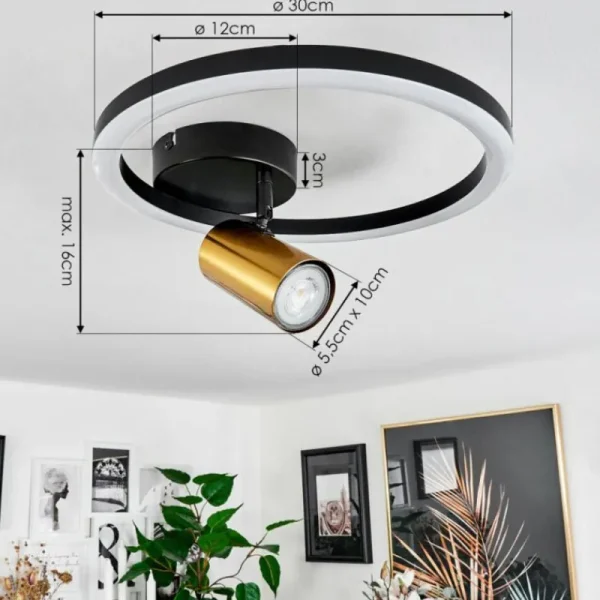 hofstein Plafonnier Reboleiro LED Noir, 2 lumières* Lampes Modernes
