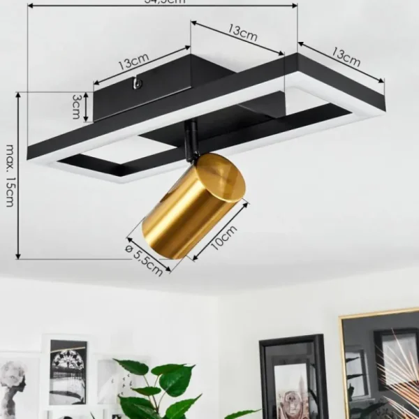hofstein Plafonnier Reboleiro LED Noir, 2 lumières* Lampes Modernes
