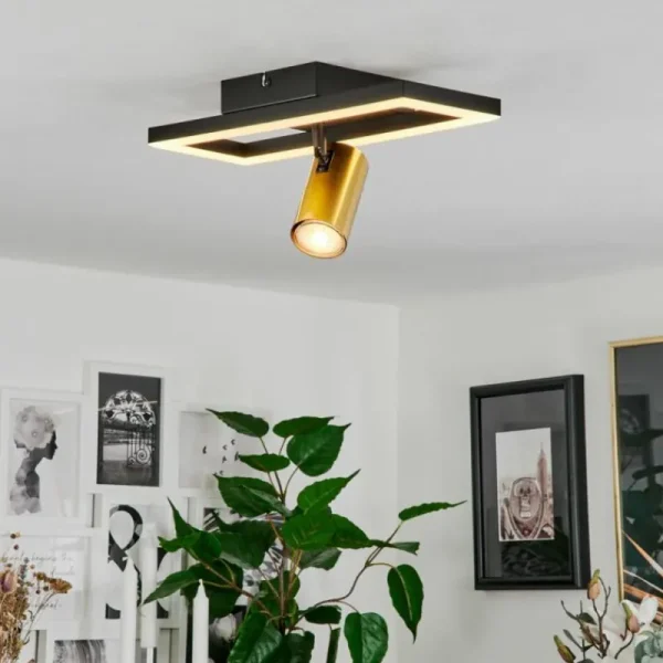 hofstein Plafonnier Reboleiro LED Noir, 2 lumières* Lampes Modernes