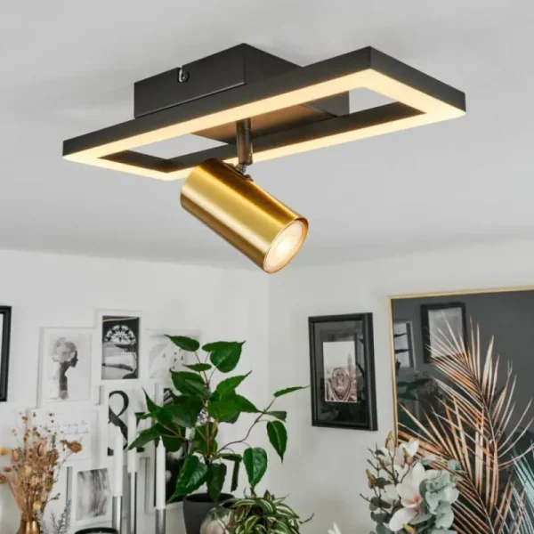 hofstein Plafonnier Reboleiro LED Noir, 2 lumières* Lampes Modernes