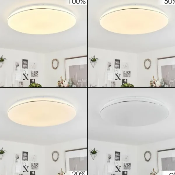 hofstein Plafonnier Remenoville LED Chrome, Blanc, 1 lumière* Lampes Modernes