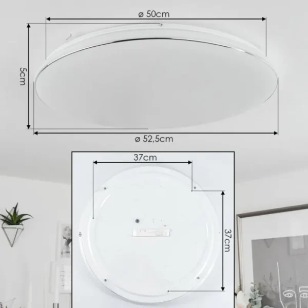 hofstein Plafonnier Remenoville LED Chrome, Blanc, 1 lumière* Lampes Modernes