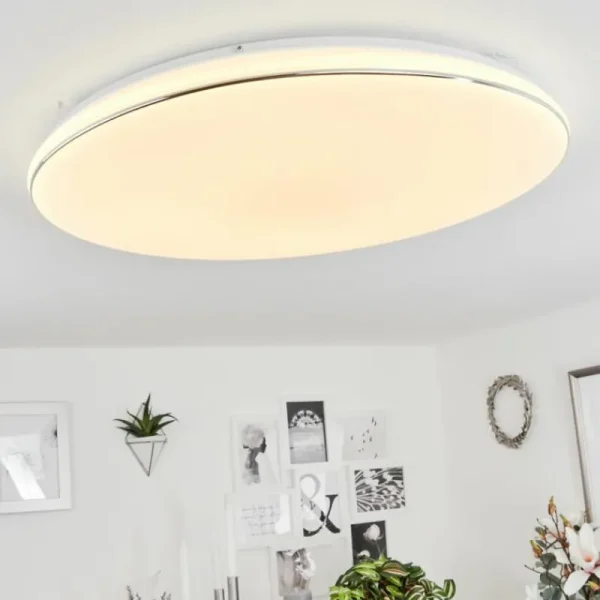 hofstein Plafonnier Remenoville LED Chrome, Blanc, 1 lumière* Lampes Modernes