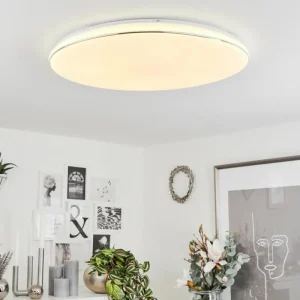 hofstein Plafonnier Remenoville LED Chrome, Blanc, 1 lumière* Lampes Modernes