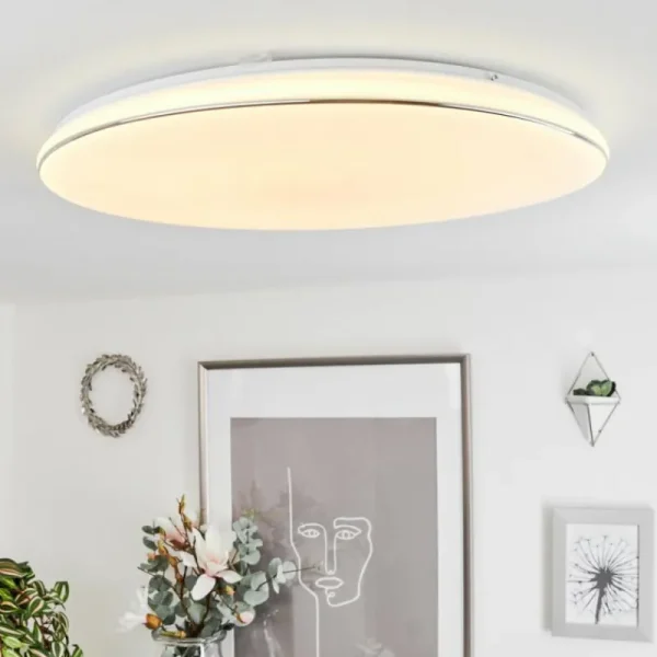 hofstein Plafonnier Remenoville LED Chrome, Blanc, 1 lumière* Lampes Modernes