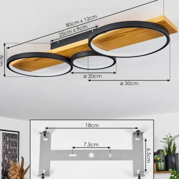 hofstein Plafonnier Rodekro LED Écru, Noir, 1 lumière* Lampes Modernes