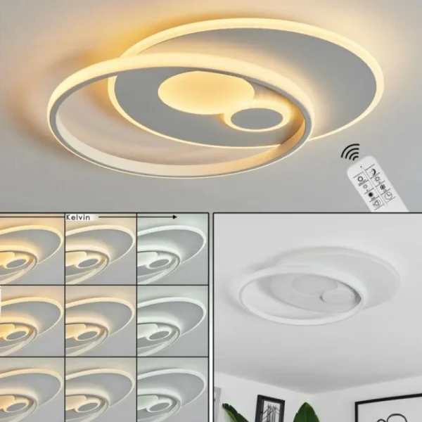 hofstein Plafonnier Selim LED Blanc, 1 lumière, Télécommandes* Lampes Modernes