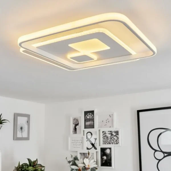 hofstein Plafonnier Selim LED Blanc, 1 lumière, Télécommandes* Lampes Modernes